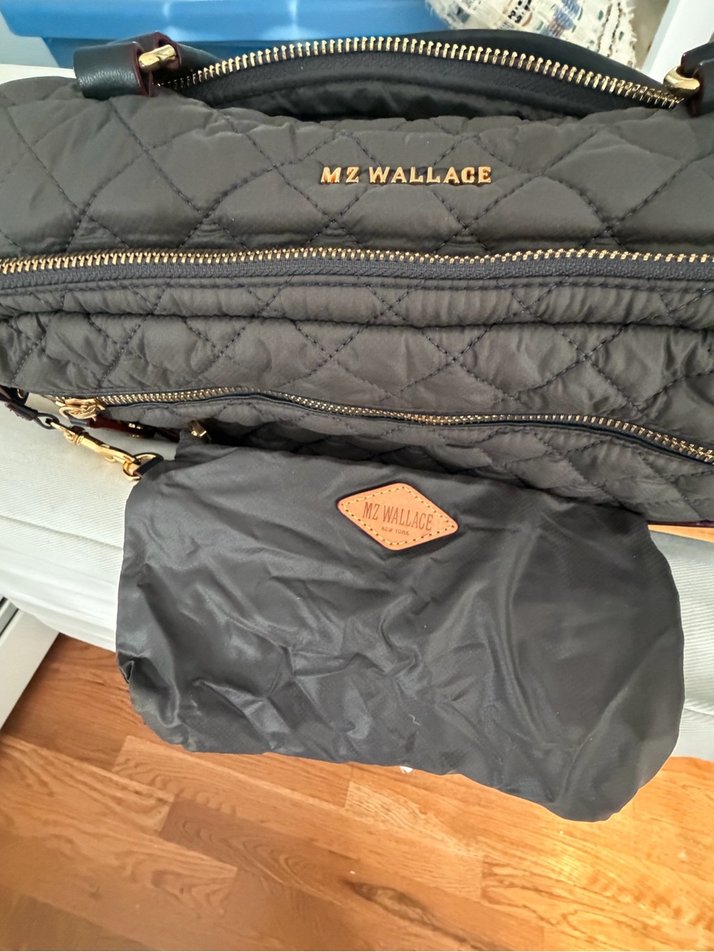 MZ Wallace Quilted Grey Shoulder Bag with Gold Hardware - Picture 10 of 10